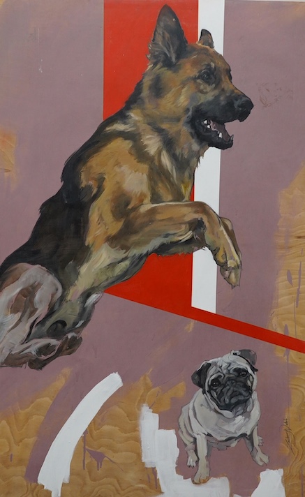 Zachary Walsh (Contemporary), oil on board, studies of a dogs, signed, 122 x 84cm. Condition - good